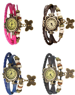 

Kissu Vintage Rakhi Combo of 4 Pink, Blue, Brown And Black Watch - For Women