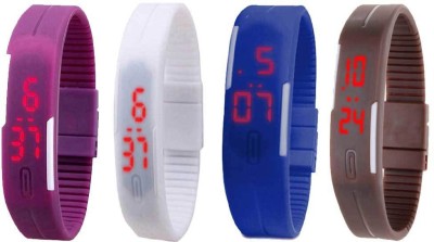 NS18 Silicone Led Magnet Band Combo of 4 Purple, White, Blue And Brown Digital Watch  - For Boys & Girls   Watches  (NS18)