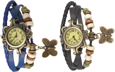 NS18 Vintage Butterfly Rakhi Watch Combo of 2 Blue And Black Analog Watch  - For Women   Watches  (NS18)