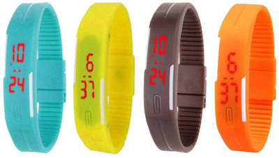 

Kissu Led Magnet Band Combo of 4 Sky Blue, Yellow, Brown And Orange Watch - For Men & Women