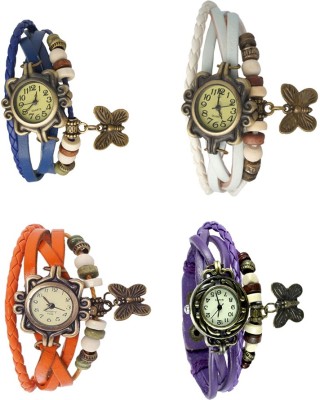 NS18 Vintage Butterfly Rakhi Combo of 4 Blue, Orange, White And Purple Analog Watch  - For Women   Watches  (NS18)