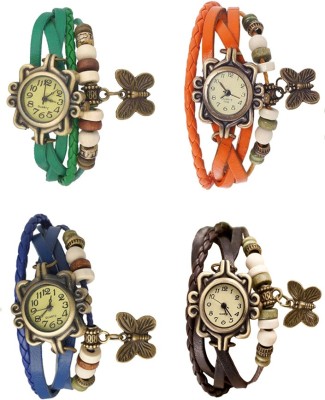 NS18 Vintage Butterfly Rakhi Combo of 4 Green, Blue, Orange And Brown Analog Watch  - For Women   Watches  (NS18)