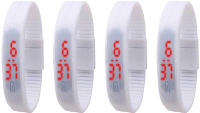 NS18 Silicone Led Magnet Band Watch Combo of 4 White Digital Watch  - For Couple   Watches  (NS18)