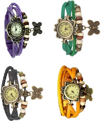 NS18 Vintage Butterfly Rakhi Combo of 4 Purple, Black, Green And Yellow Analog Watch  - For Women   Watches  (NS18)