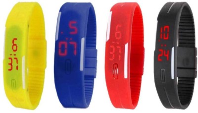 NS18 Silicone Led Magnet Band Combo of 4 Yellow, Blue, Red And Black Digital Watch  - For Boys & Girls   Watches  (NS18)