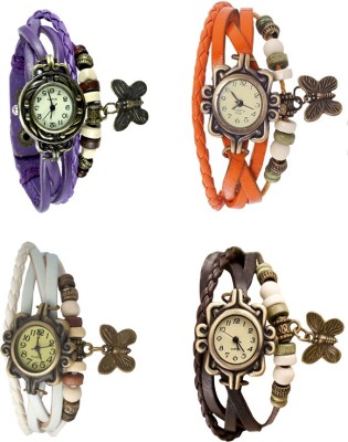 NS18 Vintage Butterfly Rakhi Combo of 4 Purple, White, Orange And Brown Analog Watch  - For Women   Watches  (NS18)