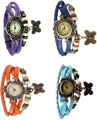 NS18 Vintage Butterfly Rakhi Combo of 4 Purple, Orange, Blue And Sky Blue Analog Watch  - For Women   Watches  (NS18)