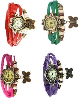 NS18 Vintage Butterfly Rakhi Combo of 4 Red, Pink, Green And Purple Analog Watch  - For Women   Watches  (NS18)