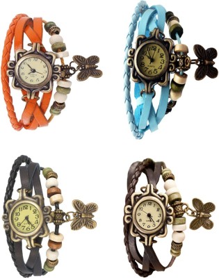 NS18 Vintage Butterfly Rakhi Combo of 4 Orange, Black, Sky Blue And Brown Watch  - For Women   Watches  (NS18)