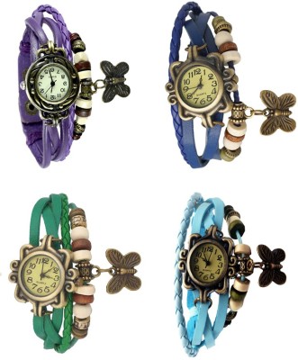 NS18 Vintage Butterfly Rakhi Combo of 4 Purple, Green, Blue And Sky Blue Analog Watch  - For Women   Watches  (NS18)
