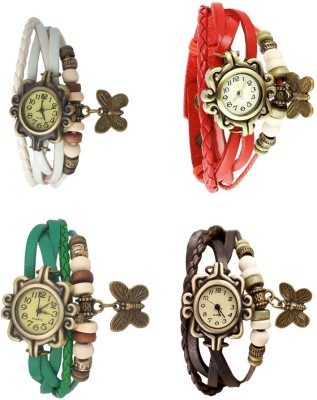 NS18 Vintage Butterfly Rakhi Combo of 4 White, Green, Red And Brown Analog Watch  - For Women   Watches  (NS18)
