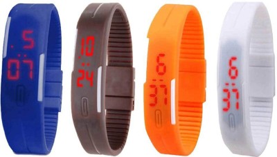 NS18 Silicone Led Magnet Band Combo of 4 Blue, Brown, Orange And White Digital Watch  - For Boys & Girls   Watches  (NS18)