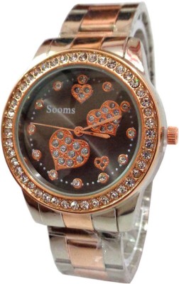 Keepkart Sooms 0021 Heart Black Dial 2tone Metal Strap Watch  - For Women   Watches  (Keepkart)