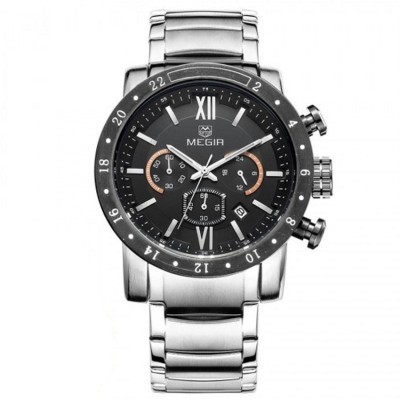 Megir Gmarks-3008-Black steel Executive Watch  - For Men   Watches  (Megir)