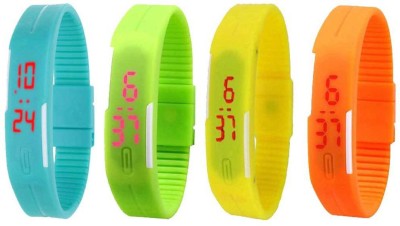 NS18 Silicone Led Magnet Band Combo of 4 Sky Blue, Green, Yellow And Orange Digital Watch  - For Boys & Girls   Watches  (NS18)