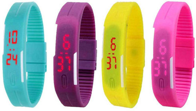 

Kissu Led Magnet Band Combo of 4 Sky Blue, Purple, Yellow And Pink Watch - For Men & Women