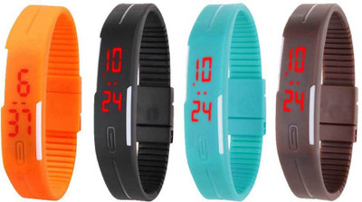 

Kissu Led Magnet Band Combo of 4 Orange, Black, Sky Blue And Brown Watch - For Men & Women