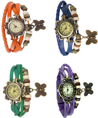 

NS18 Vintage Butterfly Rakhi Combo of 4 Orange, Green, Blue And Purple Watch - For Women