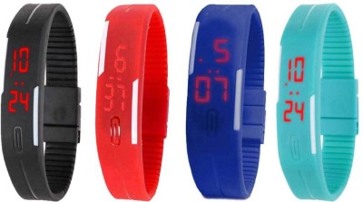 NS18 Silicone Led Magnet Band Watch Combo of 4 Black, Red, Blue And Sky Blue Digital Watch  - For Couple   Watches  (NS18)