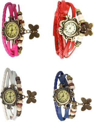 NS18 Vintage Butterfly Rakhi Combo of 4 Pink, White, Red And Blue Analog Watch  - For Women   Watches  (NS18)