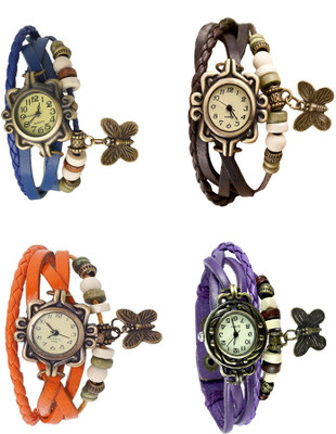 

Kissu Vintage Rakhi Combo of 4 Blue, Orange, Brown And Purple Watch - For Women