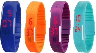 NS18 Silicone Led Magnet Band Watch Combo of 4 Blue, Orange, Purple And Sky Blue Watch  - For Couple   Watches  (NS18)