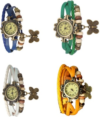 NS18 Vintage Butterfly Rakhi Combo of 4 Blue, White, Green And Yellow Analog Watch  - For Women   Watches  (NS18)