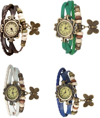 NS18 Vintage Butterfly Rakhi Combo of 4 Brown, White, Green And Blue Analog Watch  - For Women   Watches  (NS18)