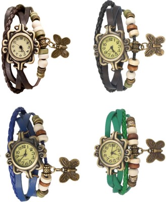 NS18 Vintage Butterfly Rakhi Combo of 4 Brown, Blue, Black And Green Analog Watch  - For Women   Watches  (NS18)