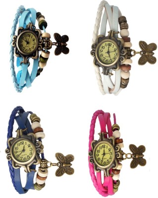 NS18 Vintage Butterfly Rakhi Combo of 4 Sky Blue, Blue, White And Pink Analog Watch  - For Women   Watches  (NS18)