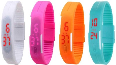 NS18 Silicone Led Magnet Band Watch Combo of 4 White, Pink, Orange And Sky Blue Digital Watch  - For Couple   Watches  (NS18)