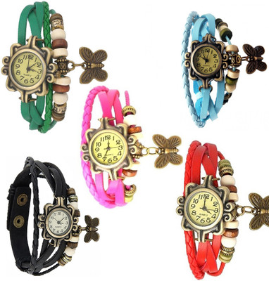

Fonce multi colour strap butterfly Watch - For Girls