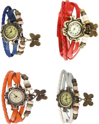NS18 Vintage Butterfly Rakhi Combo of 4 Blue, Orange, Red And White Analog Watch  - For Women   Watches  (NS18)