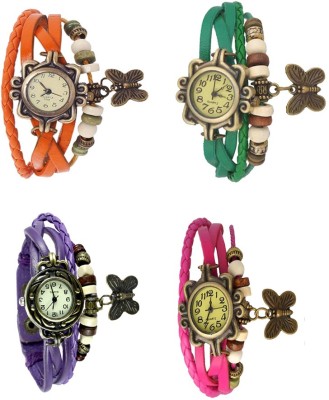NS18 Vintage Butterfly Rakhi Combo of 4 Orange, Purple, Green And Pink Analog Watch  - For Women   Watches  (NS18)