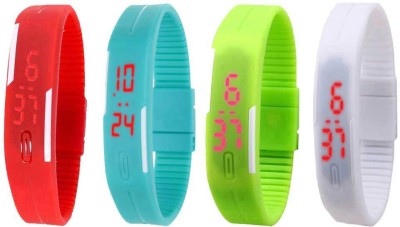 NS18 Silicone Led Magnet Band Combo of 4 Red, Sky Blue, Green And White Digital Watch  - For Boys & Girls   Watches  (NS18)