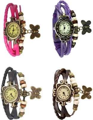 NS18 Vintage Butterfly Rakhi Combo of 4 Pink, Black, Purple And Brown Analog Watch  - For Women   Watches  (NS18)