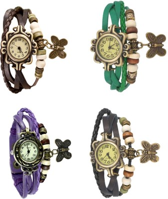 NS18 Vintage Butterfly Rakhi Combo of 4 Brown, Purple, Green And Black Analog Watch  - For Women   Watches  (NS18)
