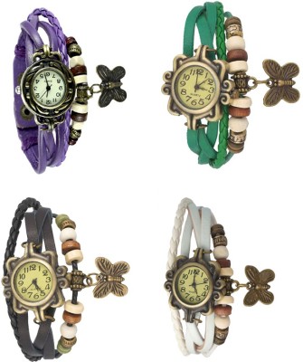 NS18 Vintage Butterfly Rakhi Combo of 4 Purple, Black, Green And White Analog Watch  - For Women   Watches  (NS18)