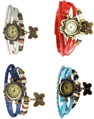 

NS18 Vintage Butterfly Rakhi Combo of 4 White, Blue, Red And Sky Blue Watch - For Women