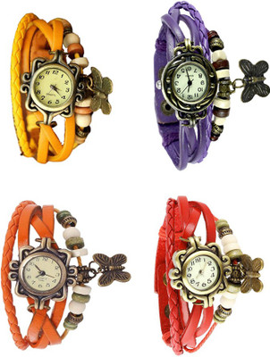 

Kissu Vintage Rakhi Combo of 4 Yellow, Orange, Purple And Red Watch - For Women