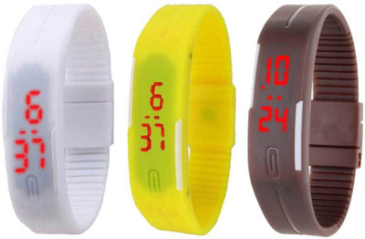 

Kissu Led Band Watch Combo of 3 White, Yellow And Brown Watch - For Couple