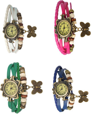 

NS18 Vintage Butterfly Rakhi Combo of 4 White, Green, Pink And Blue Watch - For Women