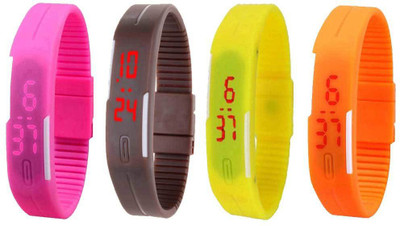 

Kissu Led Magnet Band Combo of 4 Pink, Brown, Yellow And Orange Watch - For Men & Women