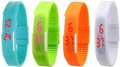 NS18 Silicone Led Magnet Band Combo of 4 Sky Blue, Green, Orange And White Digital Watch  - For Boys & Girls   Watches  (NS18)