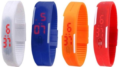 NS18 Silicone Led Magnet Band Watch Combo of 4 White, Blue, Orange And Red Digital Watch  - For Couple   Watches  (NS18)