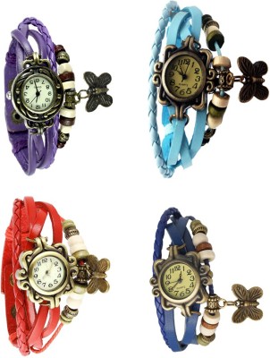 NS18 Vintage Butterfly Rakhi Combo of 4 Purple, Red, Sky Blue And Blue Analog Watch  - For Women   Watches  (NS18)