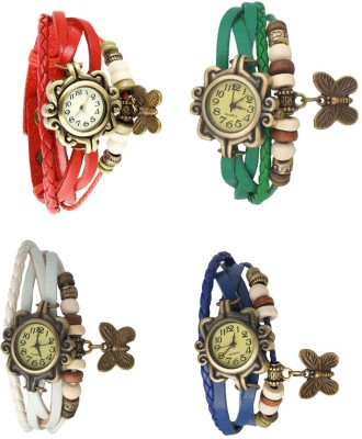 NS18 Vintage Butterfly Rakhi Combo of 4 Red, White, Green And Blue Analog Watch  - For Women   Watches  (NS18)