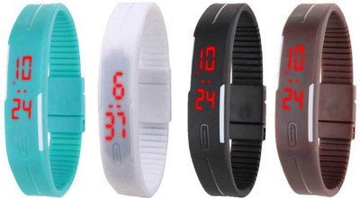 

Kissu Led Magnet Band Combo of 4 Sky Blue, White, Black And Brown Watch - For Men & Women
