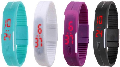NS18 Silicone Led Magnet Band Combo of 4 Sky Blue, White, Purple And Black Digital Watch  - For Boys & Girls   Watches  (NS18)