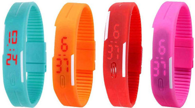 

Kissu Led Magnet Band Combo of 4 Sky Blue, Orange, Red And Pink Watch - For Men & Women